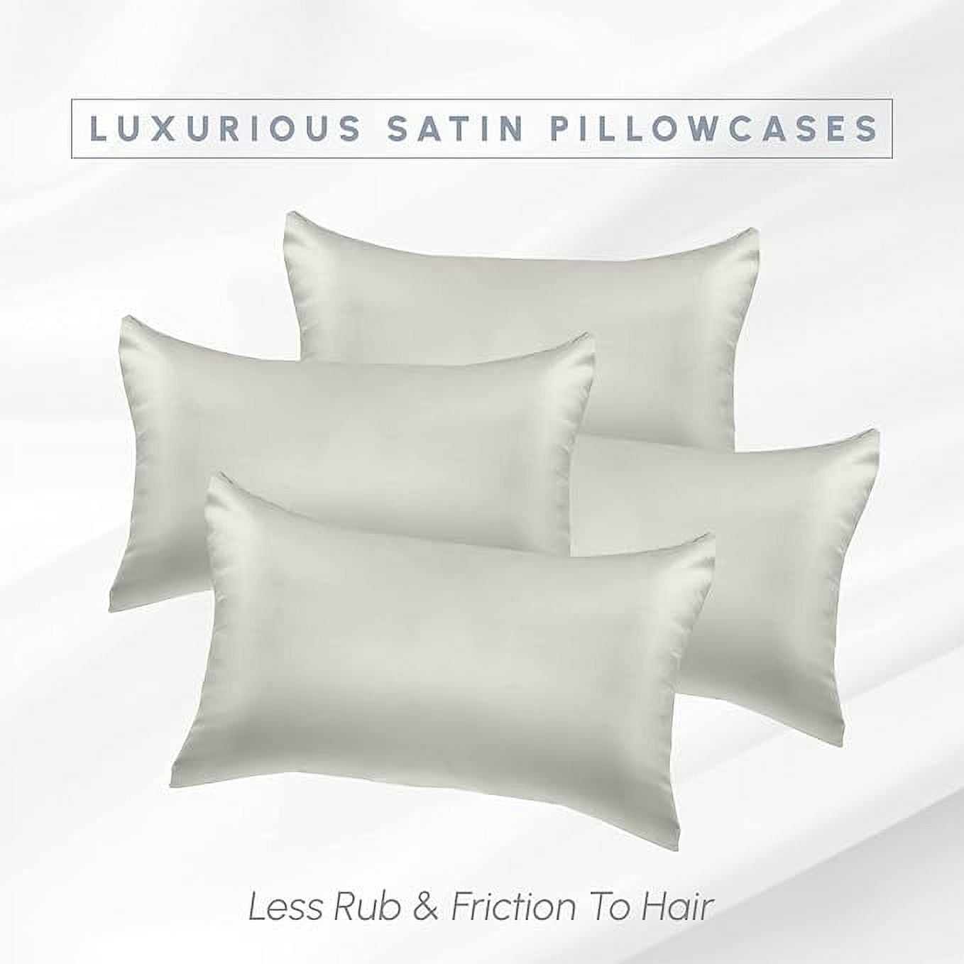 Cooling Viscose Satin Pillowcase 4-Pack Set with Hidden Zipper Closure,Standard/Queen, Light Jade