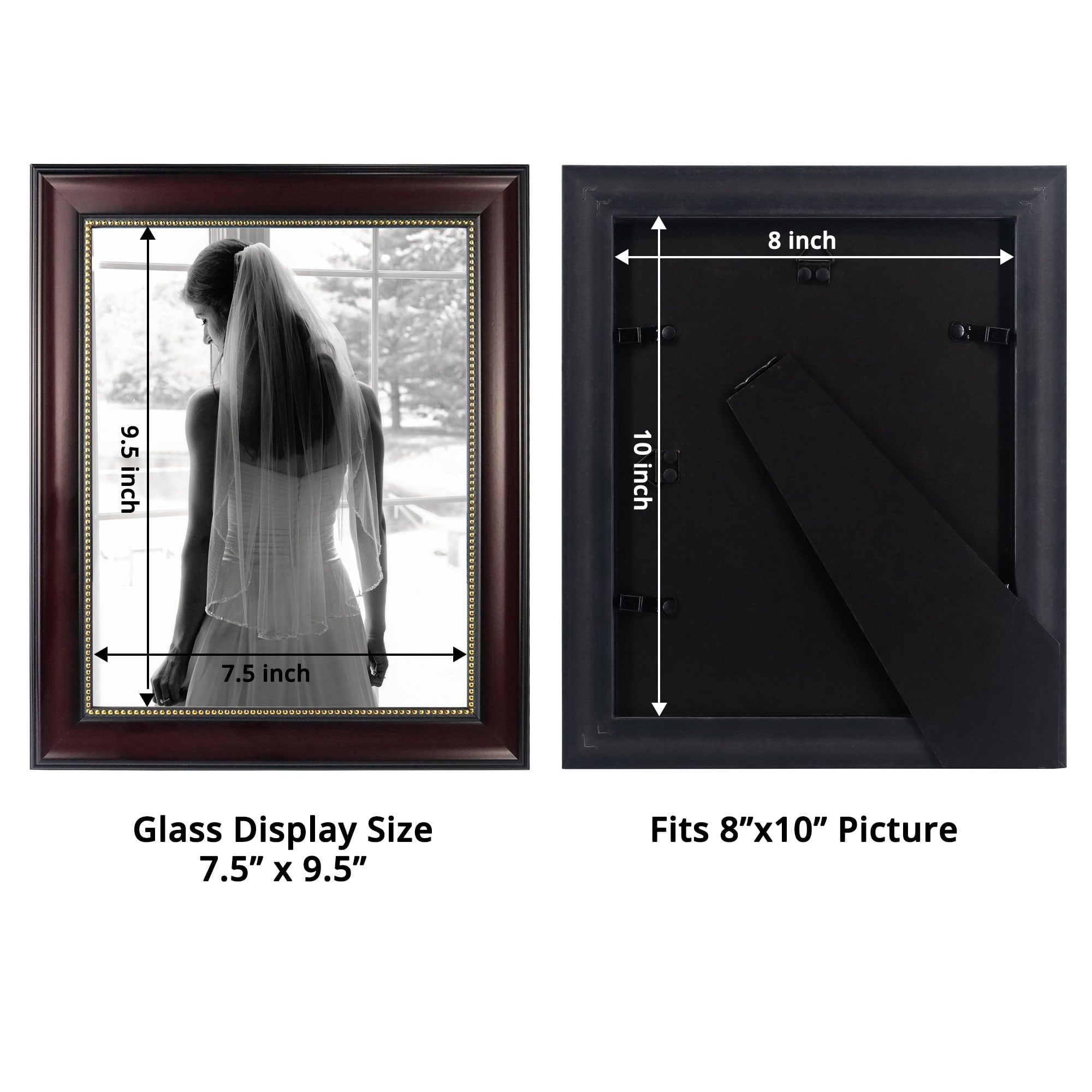 GraduationMall Mahogany with Gold Beads 8x10 Picture Frames for Wall or Tabletop 2-Pack