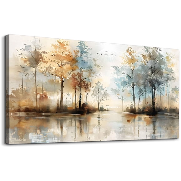 Lapremoly Grande Décoration Murale pour Salon Art Mural Encadré pour Chambre Peinture Abstraite d'Arbre Oeuvres Murales Images Suspendues pour Off