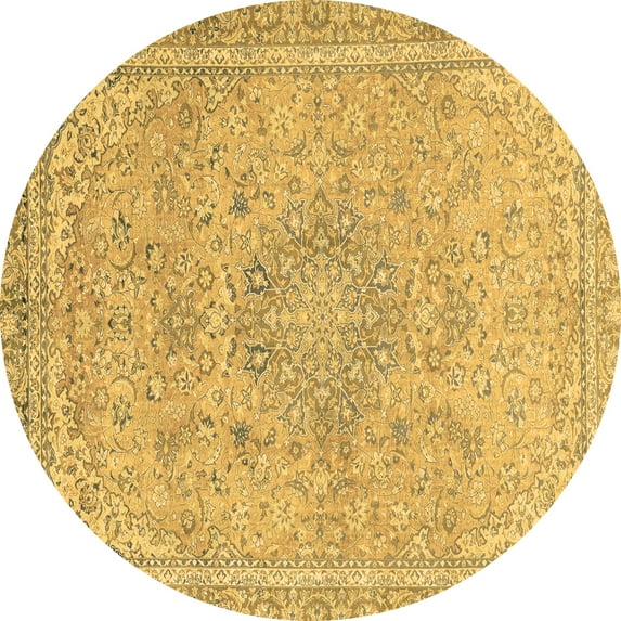 Ahgly Company Indoor Round Abstract Brown Modern Area Rugs, 8' Round