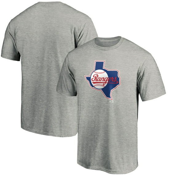Men's Heathered Gray Texas Rangers Cooperstown Collection Huntington Logo T-Shirt