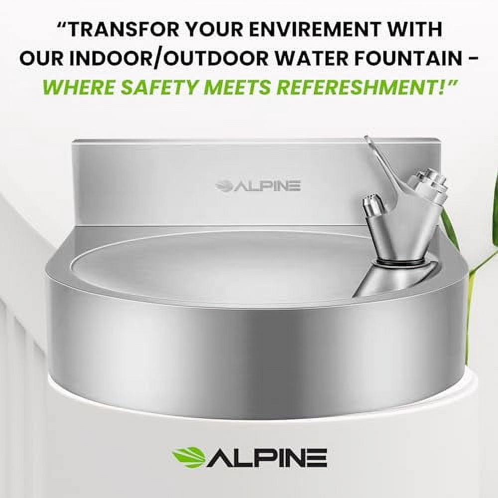 Alpine Wall Mounted Drinking Fountain, Commercial Water Fountain, Indoor & Outdoor Drinking Fountain Hydration Station, Drinking Water Fountain for School, Courts & More (Stainless Steel)
