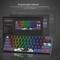 thumbnail image 5 of WK61 Wired Gaming Keyboard, 60% Percent RGB Backlit Mechanical Keyboard Gasket Mount with PBT Keycaps, Compact 61 Keys Hot Swappable Cream Switch, for Windows Laptop PC Mac, Black, 5 of 6