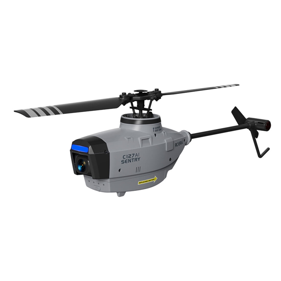 C127AI Single-Rotor Brushless RC Helicopter with HD Camera, 2.4G 4CH Scout Drone with AI Tracking, Altitude Hold & Optical Flow for Hobbyists - RTF