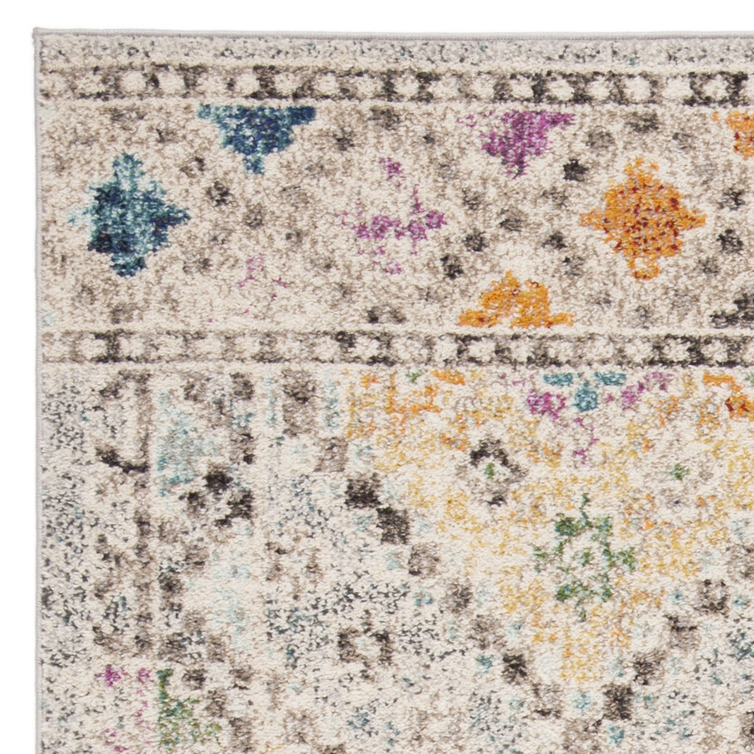 SAFAVIEH Madison Lanford Vintage Geometric Area Rug, Grey/Yellow, 5'3" x 7'6"