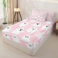 thumbnail image 2 of Homewish Girly Spooky Ghost Zipper Queen Comforter Set with Fitted Sheet and 2 Pillowcases for Girls, Playful Halloween Skull Zipper Bedding Set, Pink Reversible, 4pcs, 2 of 6