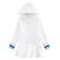 thumbnail image 2 of AUNVITO Girls Hooded Dress Long Sleeve Solid Color Casual and Comfortable Everyday Wear, 2 of 6