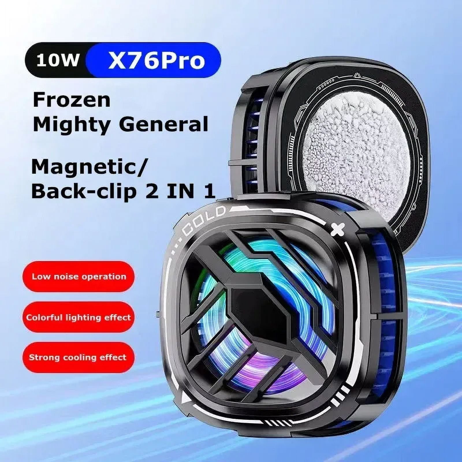 2024  X76Pro Mobile Phone Semiconductor Freeze Cooling Radiator Magnetic Back Clip 2 IN 1 for IPhone Android PUBG Game Cooler