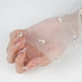thumbnail image 3 of YooGuoGuo White Lace Sheer Gloves, Tulle Gloves, Bridal Gloves with Pearl for Wedding, Fingerless Gloves for Women Girls Long Elbow Wedding Gloves for Tea Opera Party Hallowmas Costume, 3 of 9