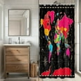 thumbnail image 3 of World Map Shower Curtain, Map of The World with National Educational Fabric Shower Curtains Set for Bathroom, Geography Educational Fabric Bathroom Shower Curtain with Hooks, 70X70IN（Black）, 3 of 5