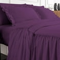thumbnail image 5 of 4 Piece Long Ruffle Sheet Set, 30" Inch Long Ruffle On Corner Of The Flat Sheet, 21 Inch Deep Pocket, 100% Egyptian Cotton, 800 TC, King Size, Solid Plum, 5 of 9