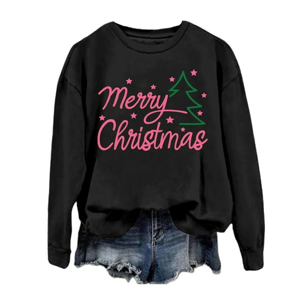 WILLBEST Sudaderas para Mujer Sudadera Navideña para Mujer: Camiseta con Estampado de Muñeco de Nieve Sudadera Sin Capucha con Estampado Navideño Top Navideño X-Grande