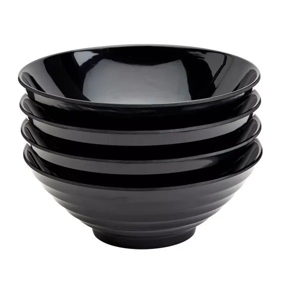 4pc 8" Melamine Ramen Bowls Black