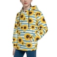 thumbnail image 2 of Sikiie Blue White Striped Sunflower A Youth Hoodie Sweatshirt Pullover Hooded Classic Casual Essentials Hoodiefor Boys Girls Kids -Large, 2 of 6