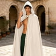 thumbnail image 6 of SAWOBUUN Renaissance Hooded Cloak for Men Women,Halloween Medieval Cape Witch Robe Victorian Suede Cape, 6 of 9