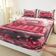 thumbnail image 3 of Feelyou Rose Flower Kids Twin Sheet Sets, Pink Romantic Truck Bedding, 3pcs, 3 of 7