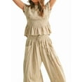 thumbnail image 2 of Women'S 2-Piece Smocked Top & Wide-Leg Pants Set-High-Waisted Lounge Outfit with Pockets Casual Boho Set  XL, 2 of 5