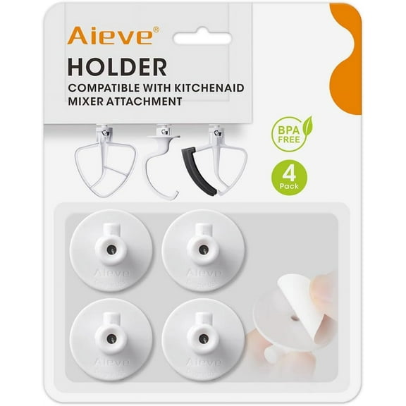 4 Pack Stand Mixer Attachment Holders Compatible with Kitchenaid Mixer Accessories,Flex Edge Beater, Flat Beater, Dough Hooks and Wire Whip Organizer