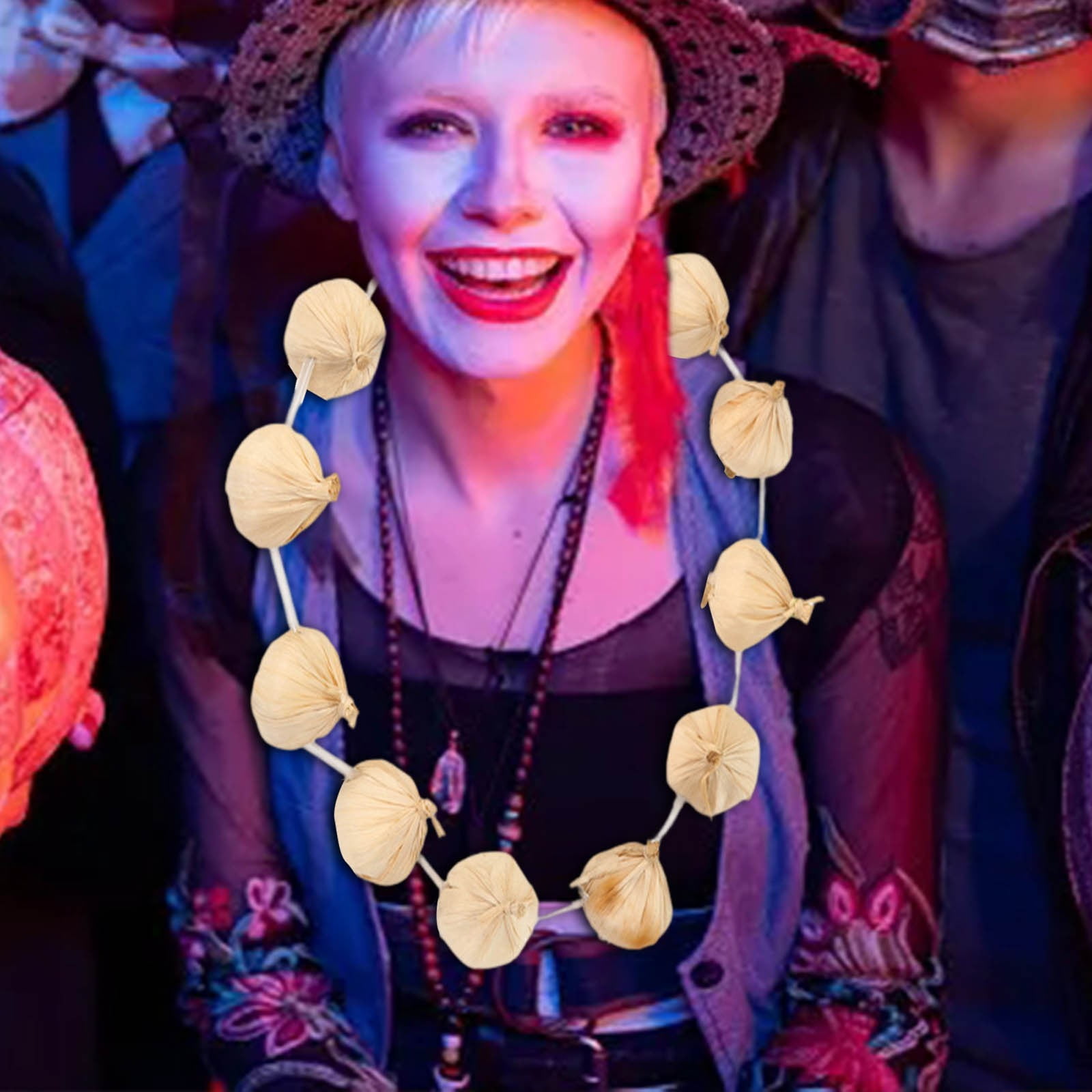 Garlic Wreath Garland Lightweight Artificial Garlic Decor for