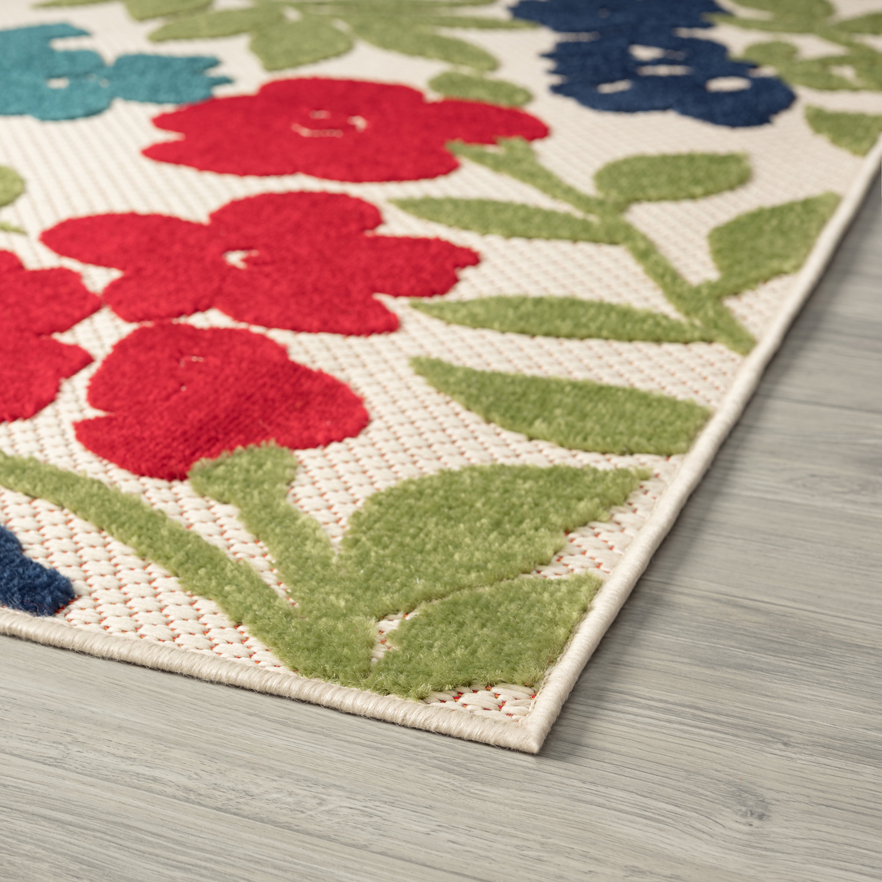 Oasis Modern Floral Multicolor Polypropylene Indoor Outdoor Area Rug, 5'x7' Rectangle