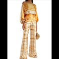 thumbnail image 2 of Conjunto de Dos Piezas Holgado de Otoño para Mujer, con Hombros Descubiertos, Estampado, Larga, Informal, para Salir, Pantalones Anchos Amarillo M, 2 of 6