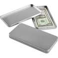 thumbnail image 4 of 4 Pack Dollar Bill Holder Metal Cash Box Money Organizer with Lids, Single Row Currency Tray Small Tin Container for Cash (Silver), 4 of 7
