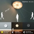 thumbnail image 4 of Bombillas LED superbrillantes, luz con sensor de movimiento para dormitorio, LED inalámbrico alimentado por batería con sensor de movimiento y luz PIR, 20 lúmenes brillantes, encendido y apagado, 4 of 5