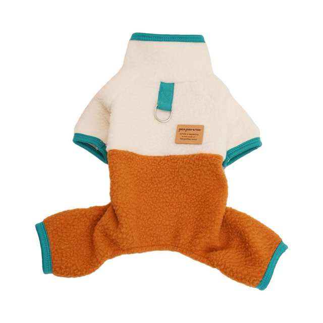 CSChome Color-blocking Design Pet Jumpsuit Pet Jumpsuit Cute Dog Winter Jumpsuit Color-Blocking Four-leg Design Comfortable Warm Overall Pet Clothes