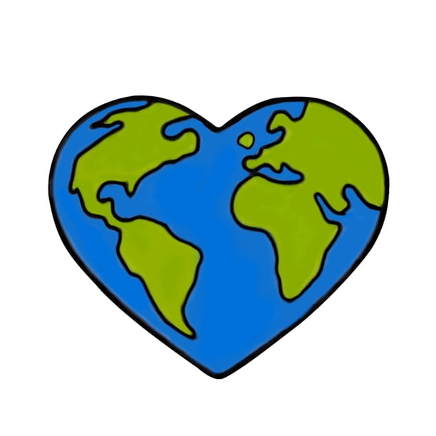 Broche personalizado en forma de corazón con planeta, pins esmaltados, insignias de solapa, joyería ecológica, regalo para niños