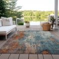 thumbnail image 3 of HomeRoots 623440 8 x 10 ft. Teal, Blue & Copper Abstract Washable Transitional Indoor & Outdoor Rectangle Area Rug, 3 of 7