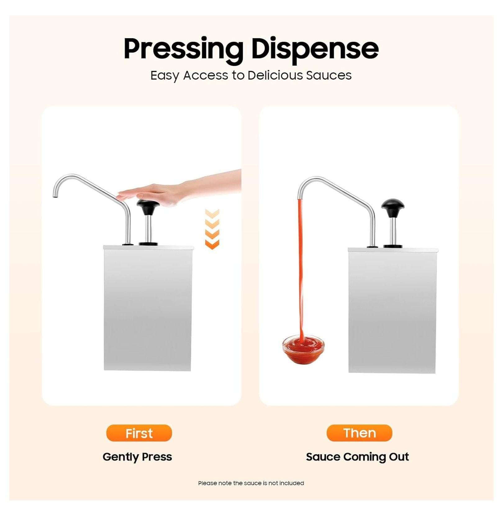 4.2Qt Sauce Dispenser Pump, 304 Stainless Steel Condiment Pump Station, Squeeze Condiment Dispenser for Ketchup Sauce Syrup Jam Salad Dressing for Home Kitchen Restaurant