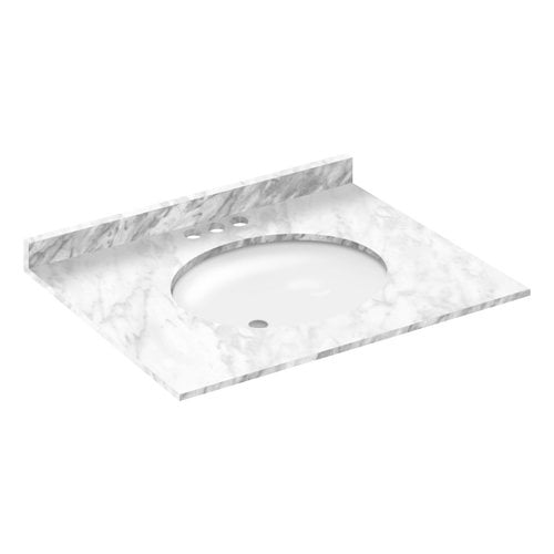 Cara White 31'' Polished Marble Vanity Top with Ceramic Sink