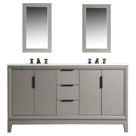 Water Creation Elizabeth 60" Wood Double Bathroom Vanity in Gray & Bronze