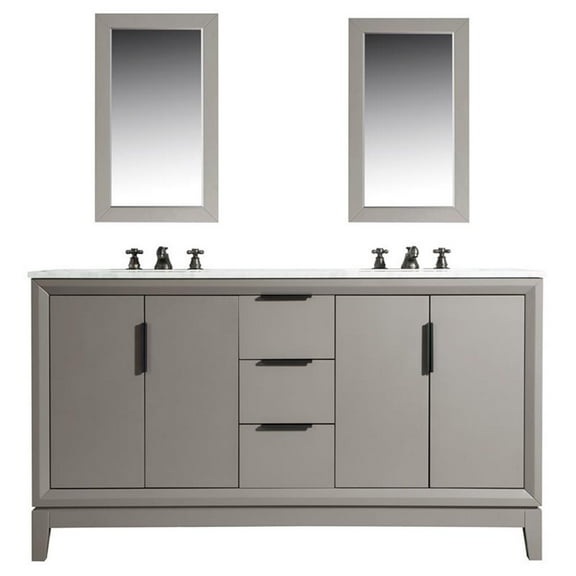 Water Creation Elizabeth 60" Wood Double Bathroom Vanity in Gray & Bronze