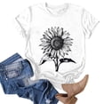 thumbnail image 5 of YDFCWXW Graphic Tees for Women Short Sleeve Crewneck Casual Cute T-Shirt Fashion Sunflower Lounge Tops White, 3XL, 5 of 6