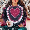 thumbnail image 6 of ClodeEU Women's Valentine's Day Heart Floral Print Sweatshirt,Casual Loose Fit Round Neck Pullover Wine,Womens Plus M, 6 of 6