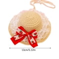 thumbnail image 2 of Pet Woven Straw Hat, Sun Protection Cap for Cat Dog Outdoor Sunscreen Dress Up, 2 of 3