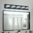 thumbnail image 4 of 32" Modern Black 5-Light LED Vanity Light, Square Acrylic Lampshades Wall Mount Fixture for Bathroom, Mirror Lighting, 4 of 11