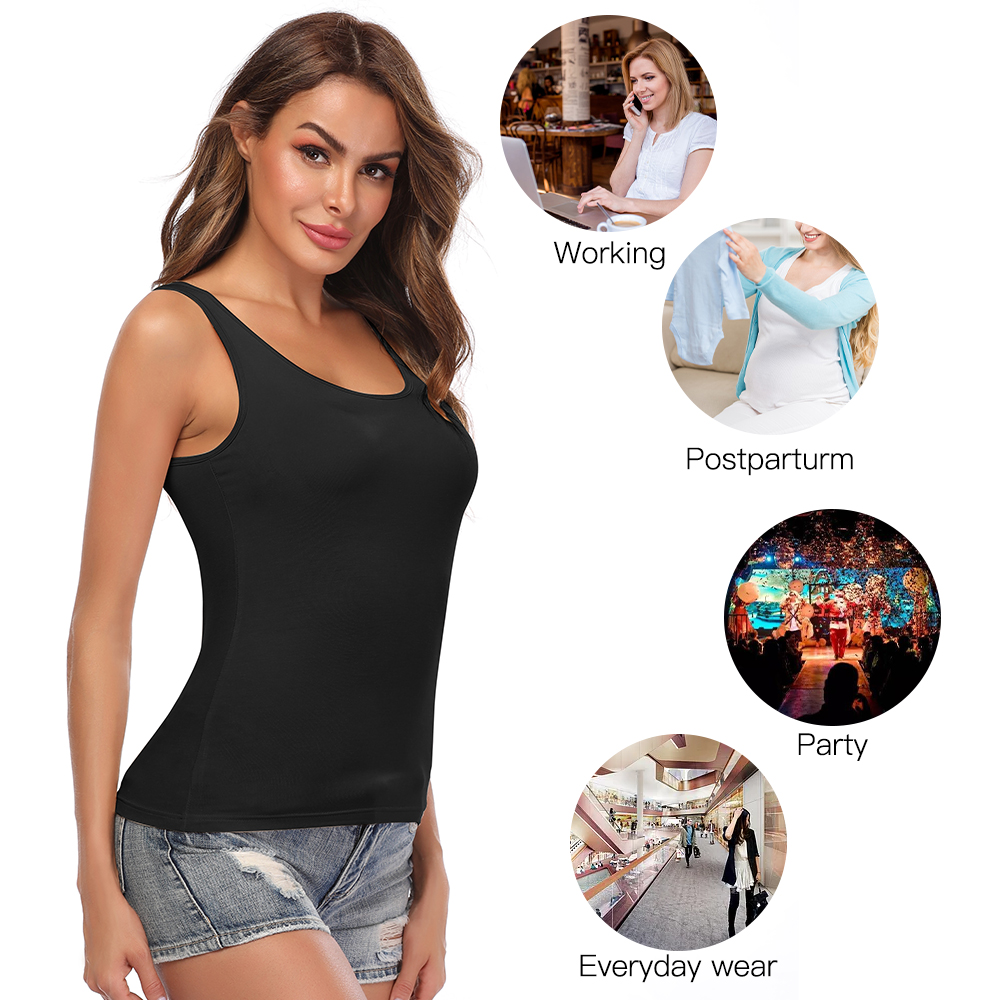 CARCOS Womens Tank Tops with Built in Shelf Bra Plus Size Basic ...