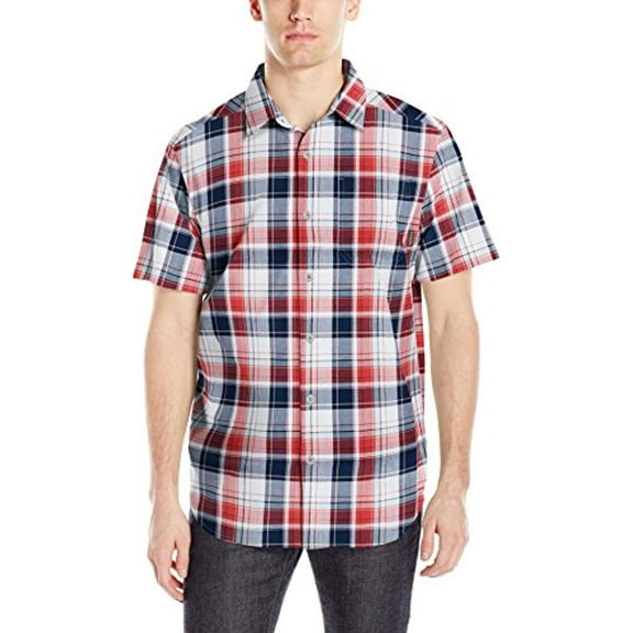Columbia Men's Thompson Hill II Yarn Dye Shirt, Sunset Red Plaid, X-Large