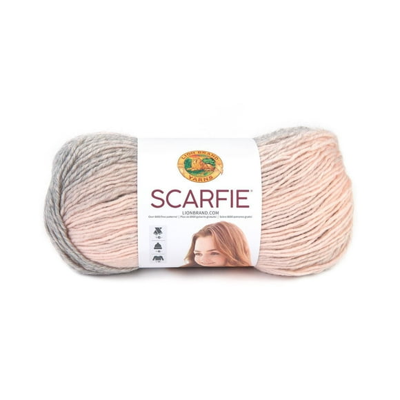Lion Brand Yarn Scarfie Pink/Silver 826-225H Chunky Wool Blend Yarn