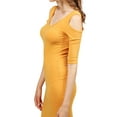 thumbnail image 4 of FashionOutfit Women's Solid Soft Stretch Ribbed Cut out Shoulder Bodycon Midi Dress, 4 of 4