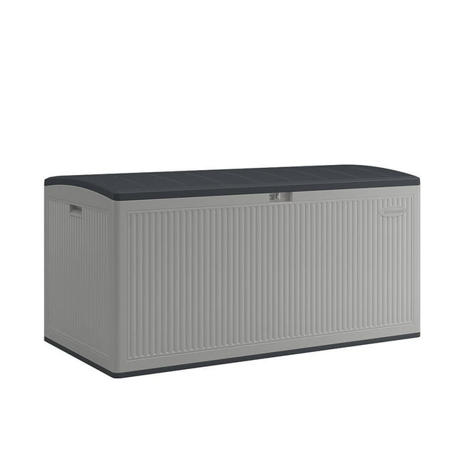Suncast 160 Gal Extra Large Outdoor Deck Box, Resin, Storage Chest with Soft-Close Lid, Dove Gray