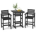 thumbnail image 2 of Costway 3-Piece Patio HDPE Bar Set Armchairs with Square High-Top Table Footrest Backrest Black, 2 of 9