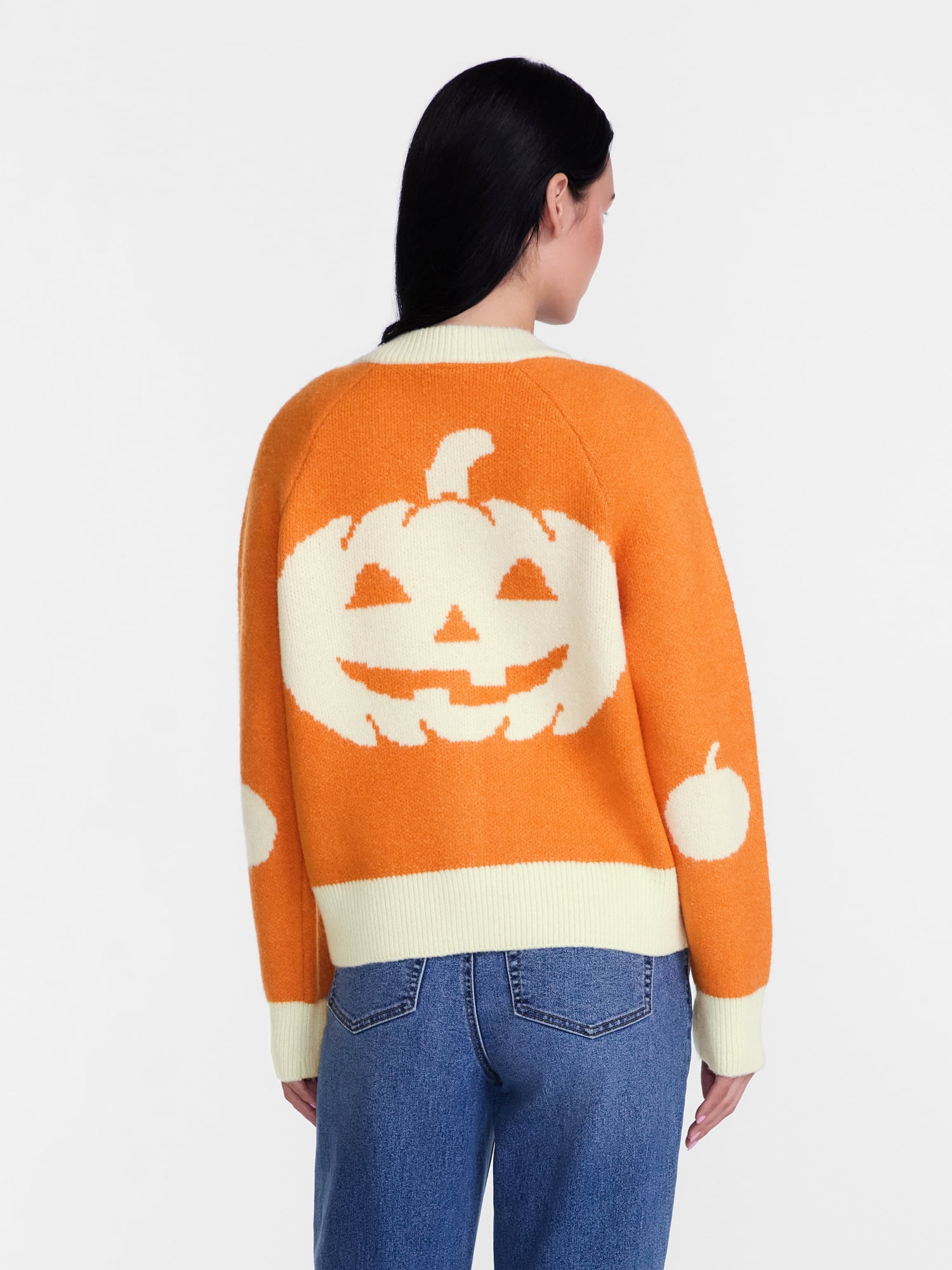 Women's Halloween Jack O Lantern Cardigan Sweater from Way to Celebrate, Sizes S-4X