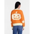 thumbnail image 3 of Women's Halloween Jack O Lantern Cardigan Sweater from Way to Celebrate, Sizes S-4X, 3 of 6