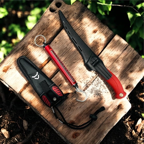 ATISEN Fillet Fishing Knife Set 9 Inch Stainless Steel Blade Non-Slip Rubber Handle with Knife Sharpener 2 Piece