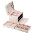 thumbnail image 3 of Garosa Three Layer Jewelry Storage Organizer Box PU Earring Necklace Display Case Cabinet,Jewelry Storage Box, Jewelry Holder Box, 3 of 7