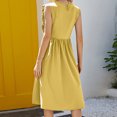 thumbnail image 5 of Wycnly Dresses for Women Casual Ruffle Sleeve Smocked Swing Tank Midi Dresses Round Neck Sleeveless Solid Summer Knee-Length Formal Dress Yellow m, 5 of 5