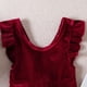 thumbnail image 3 of Gibobby pantalones siameses Mono con volantes y mangas volantes para niñas pequeñas(Rojo， 18-24 Meses), 3 of 5